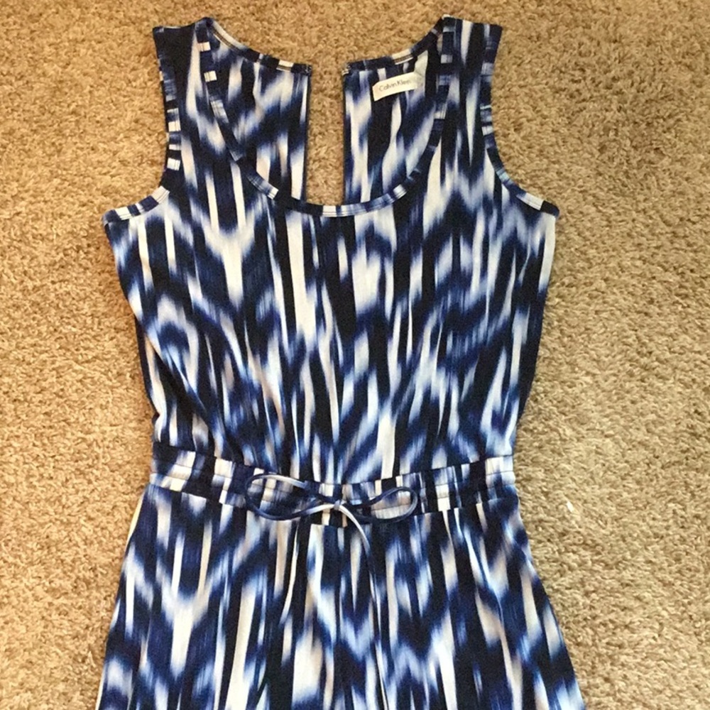 Blue and White Flowy Jumpsuit